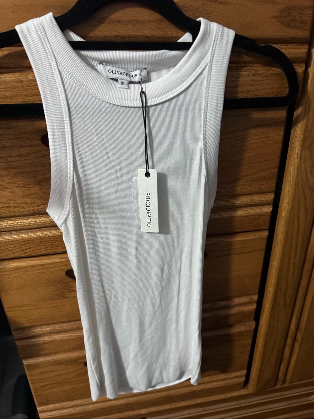 Olivaceous White Ribbed Tank — Sleek Sleeveless Knit Top